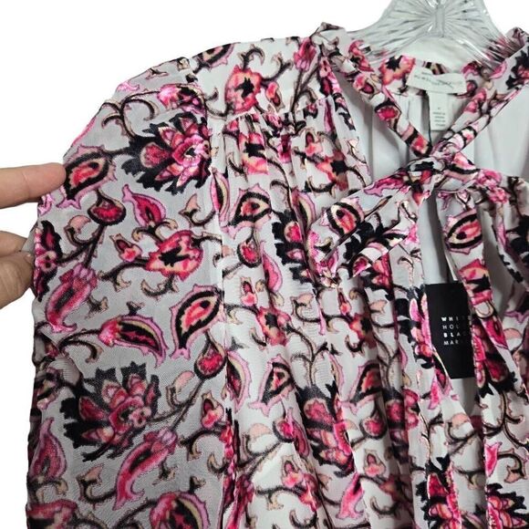 ML Monique Lhuillier Floral Printed Burnout Velvet Mini Dress Size 6 - Picture 7 of 12